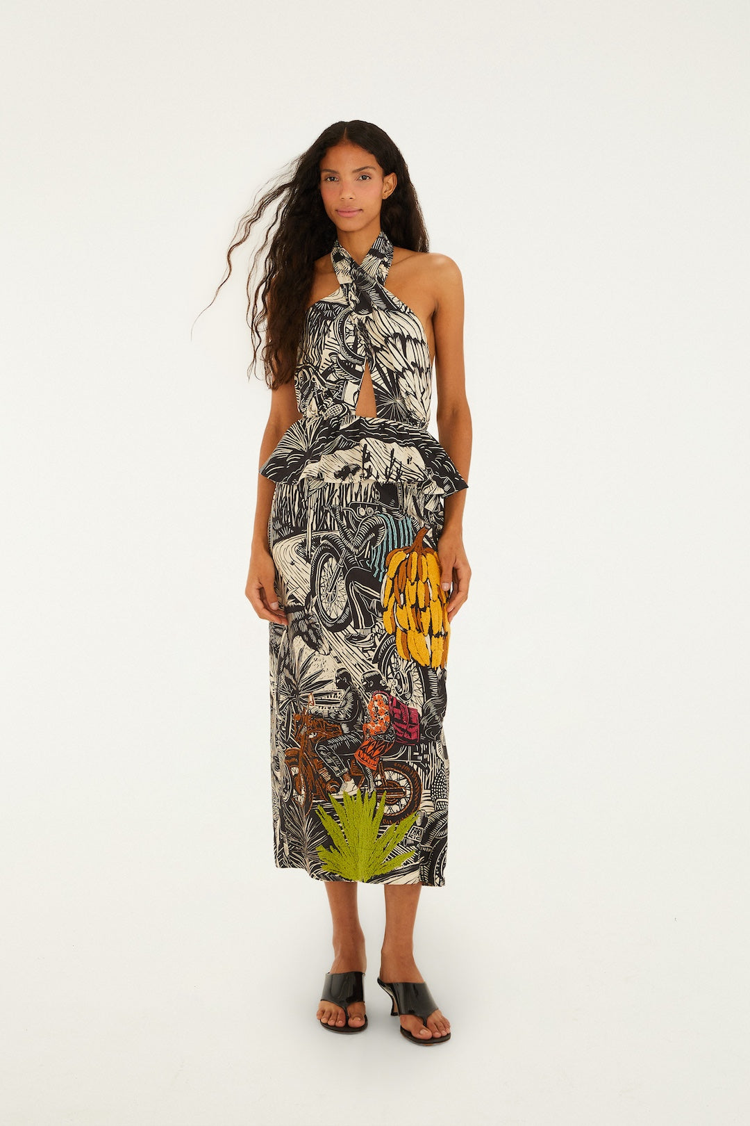 Farm Rio -Ruta Beige Embroidered Maxi Dress