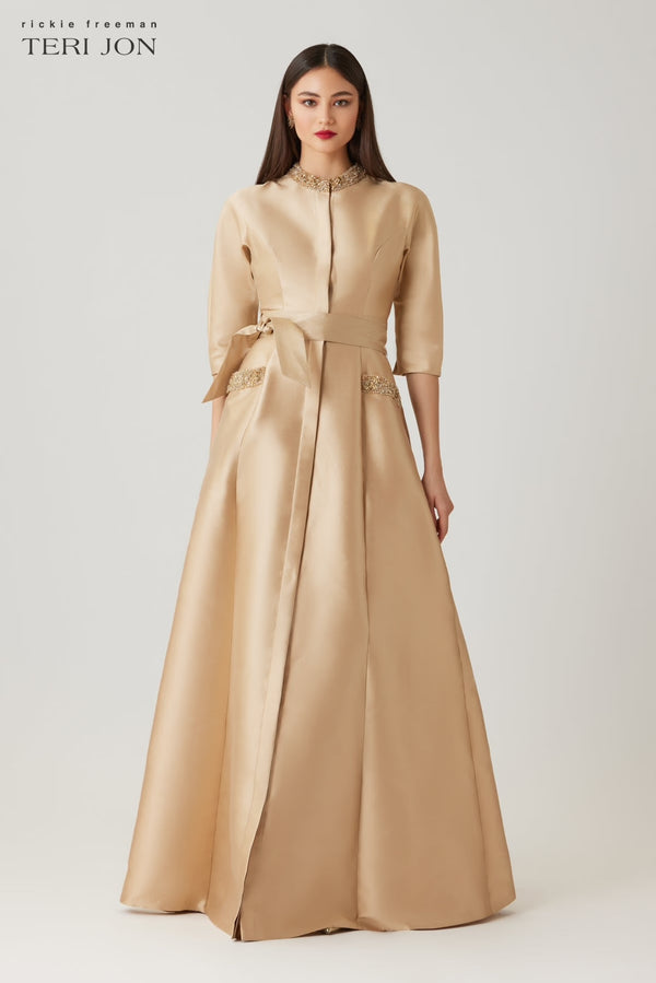 Teri Jon - Mikado Bead Collar Gown – view 1