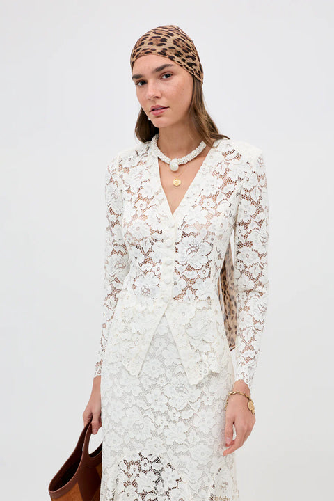 Rixo Padma Lace Cream Top