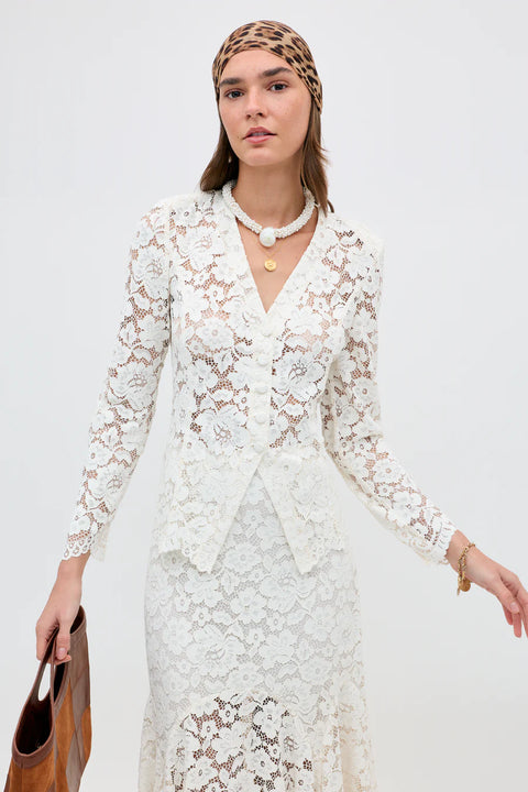 Rixo Padma Lace Cream Top