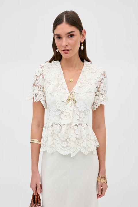 Rixo -  Dollie Lace Cream Top