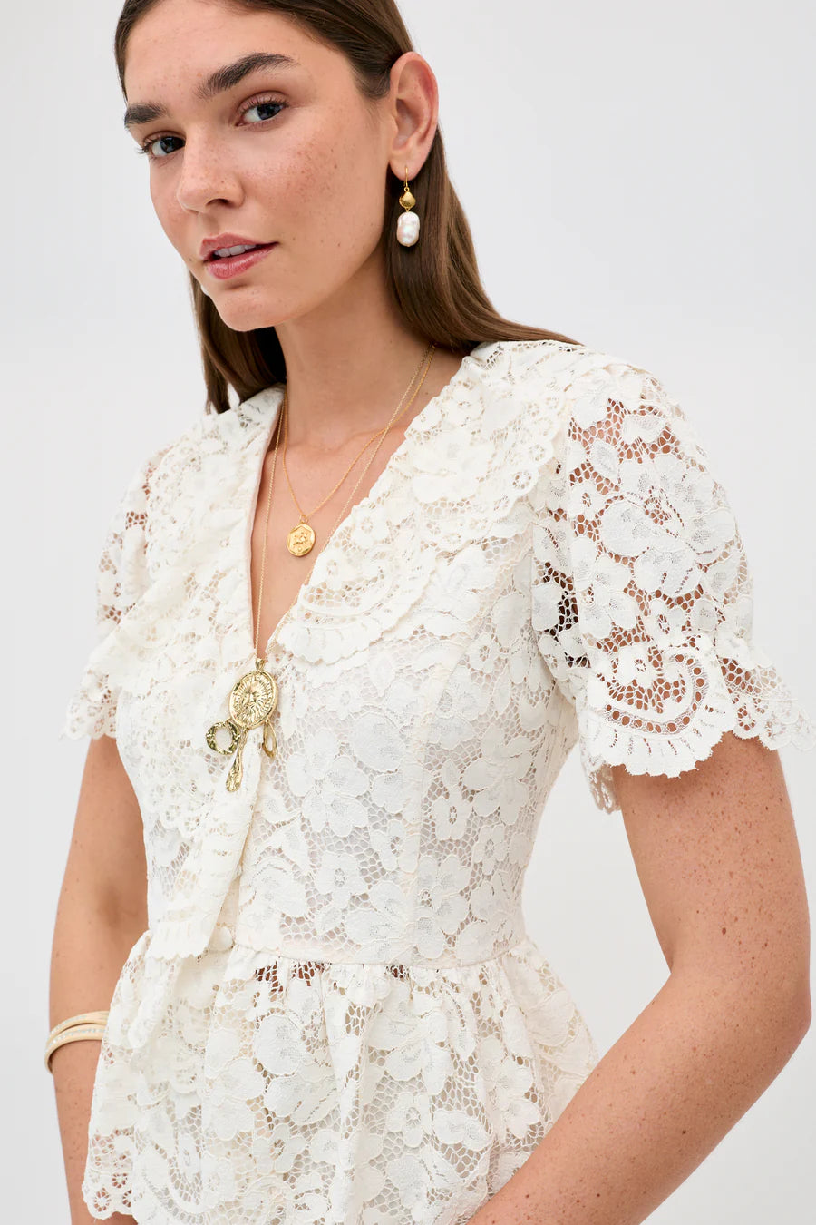 Rixo -  Dollie Lace Cream Top