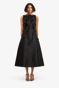 Leo Lin - Cleo Applique Sleeveless Midi Ebony
