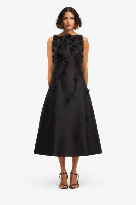 Leo Lin - Cleo Applique Sleeveless Midi Ebony