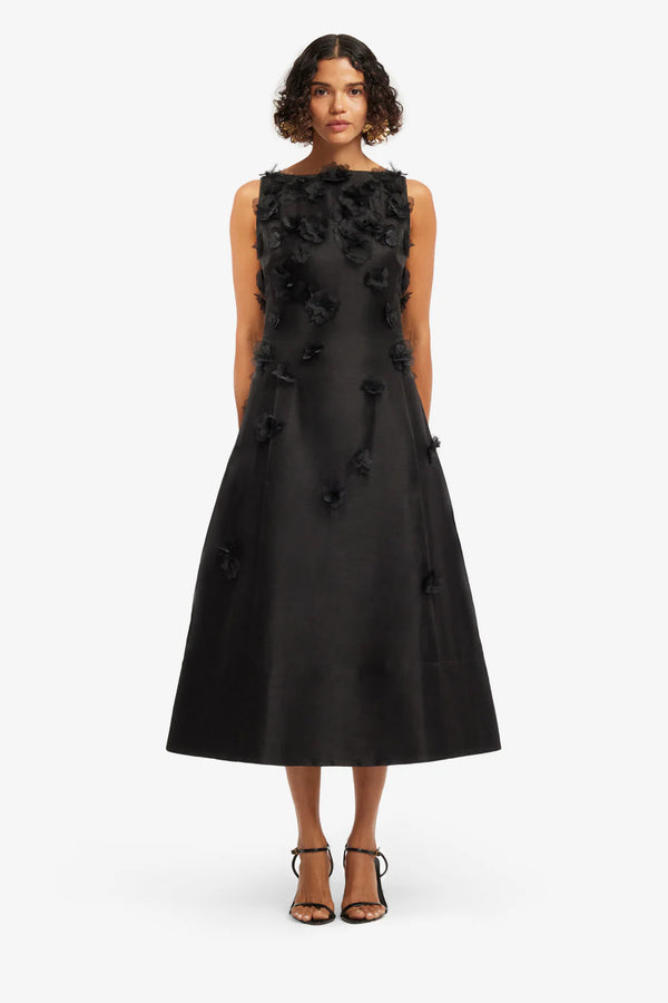 Leo Lin - Cleo Applique Sleeveless Midi Ebony – view 1