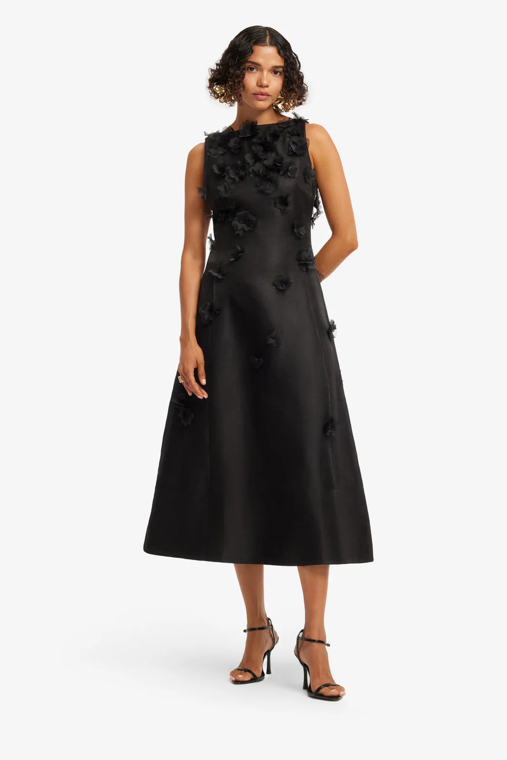 Leo Lin - Cleo Applique Sleeveless Midi Ebony