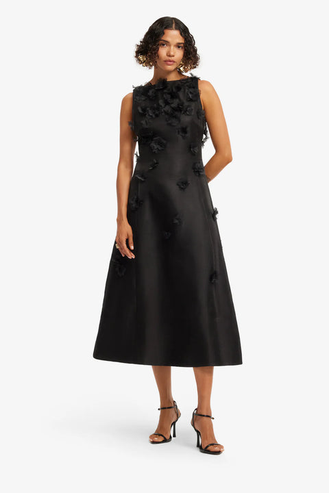 Leo Lin - Cleo Applique Sleeveless Midi Ebony