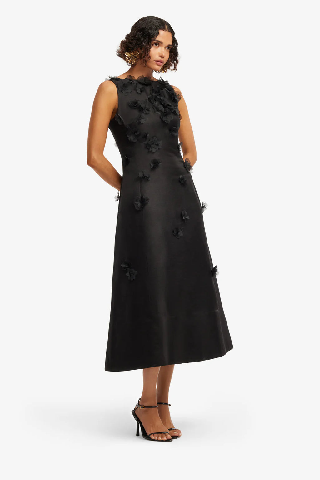 Leo Lin - Cleo Applique Sleeveless Midi Ebony