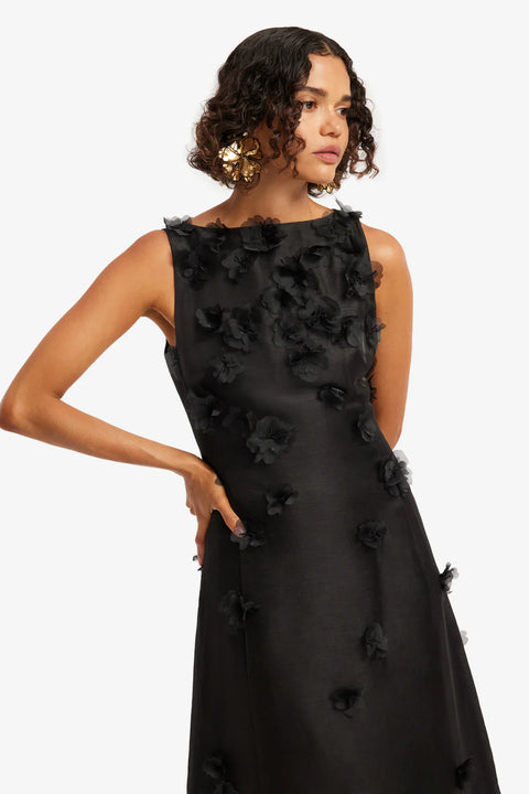 Leo Lin - Cleo Applique Sleeveless Midi Ebony