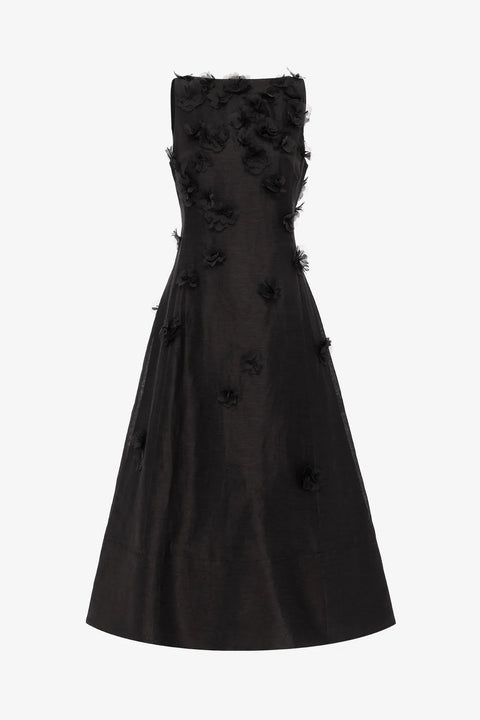 Leo Lin - Cleo Applique Sleeveless Midi Ebony