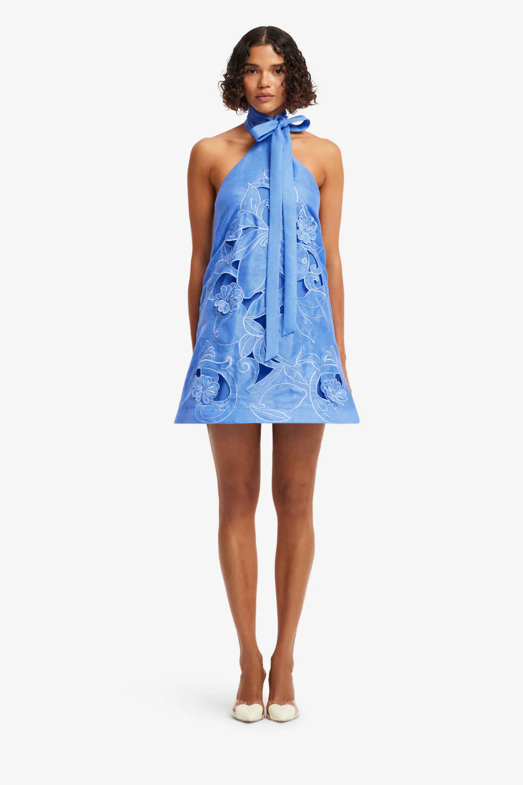 Leo Lin - Lola Appliqué Halterneck Mini Dress