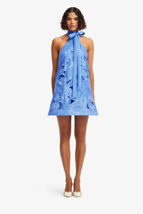Leo Lin - Lola Appliqué Halterneck Mini Dress