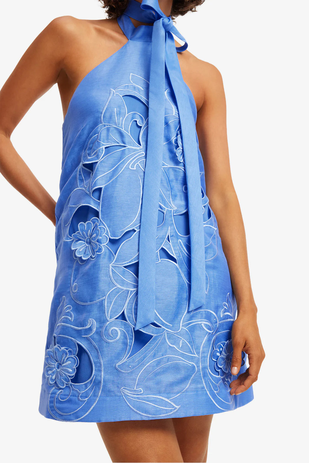 Leo Lin - Lola Appliqué Halterneck Mini Dress