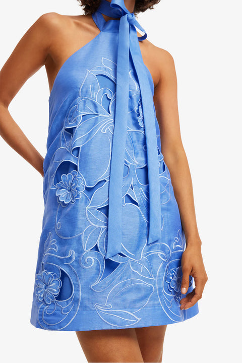 Leo Lin - Lola Appliqué Halterneck Mini Dress