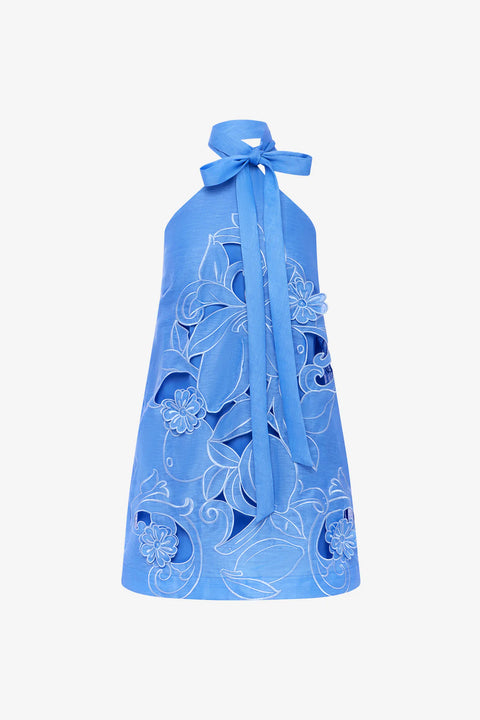 Leo Lin - Lola Appliqué Halterneck Mini Dress
