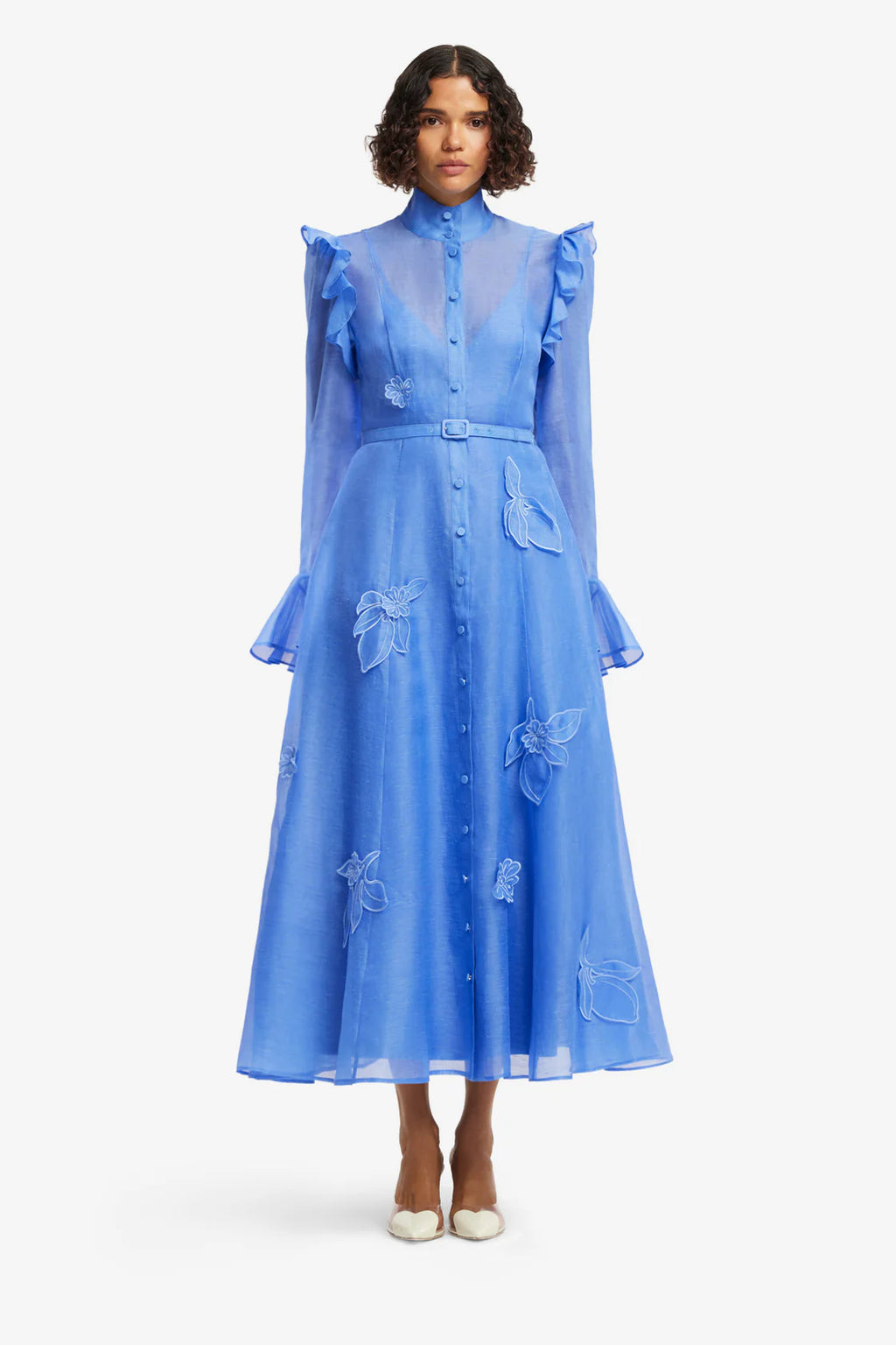 Leo Lin - Katrina Butterfly Sleeve Midi Dress Azure