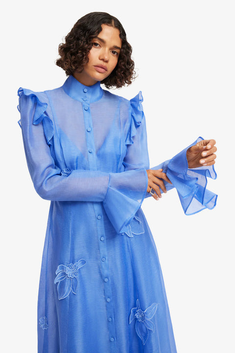 Leo Lin - Katrina Butterfly Sleeve Midi Dress Azure