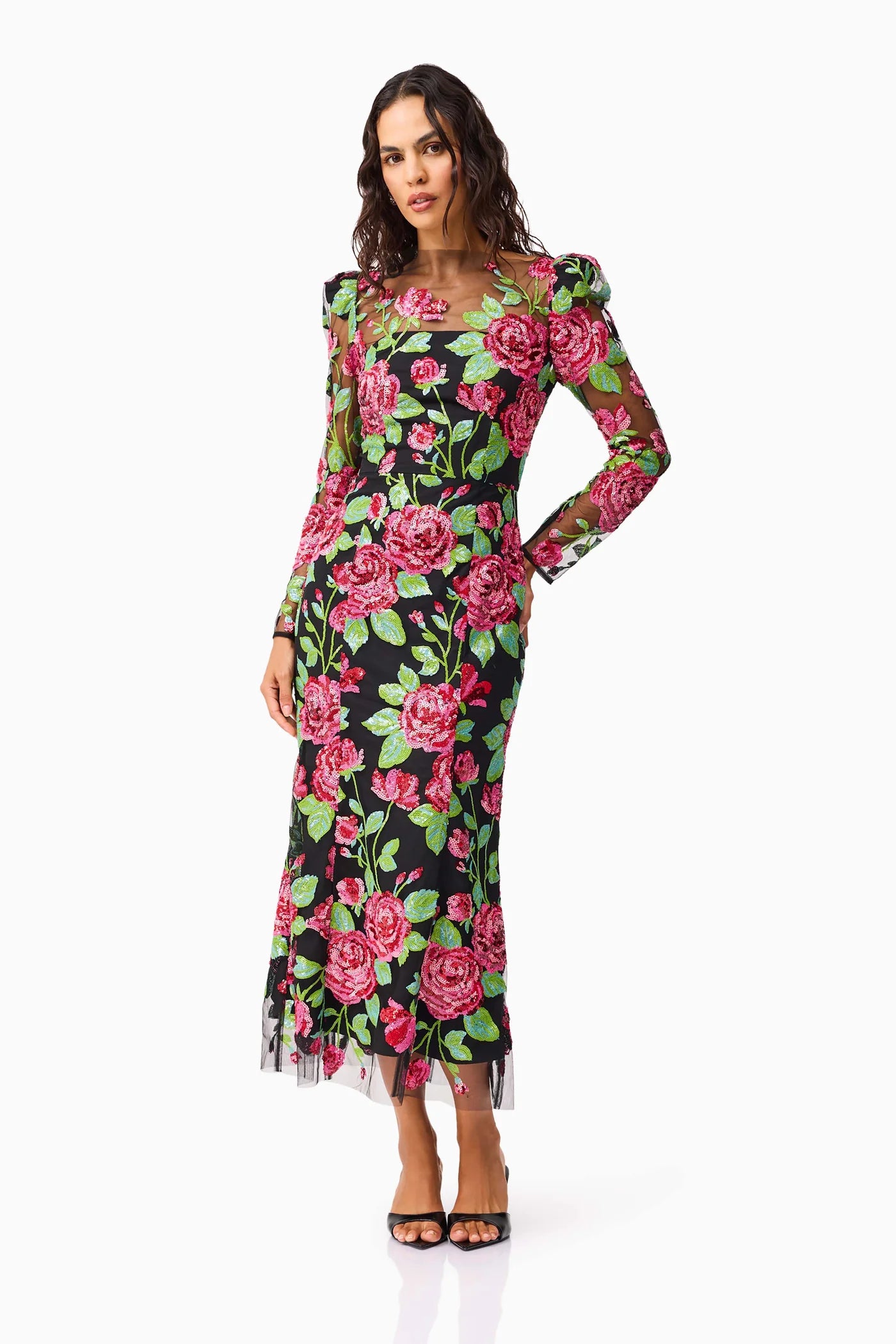 Elliatt - Lyra Sequin Long Sleeve Midi Dress