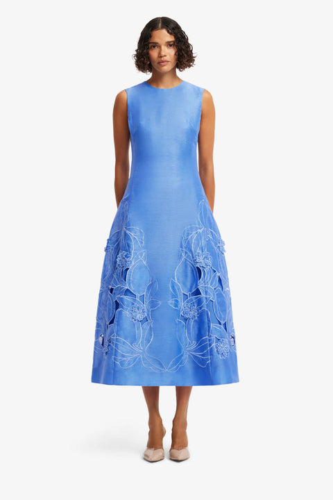 Leo Lin - Cleo Applique Sleeveless Midi Azure