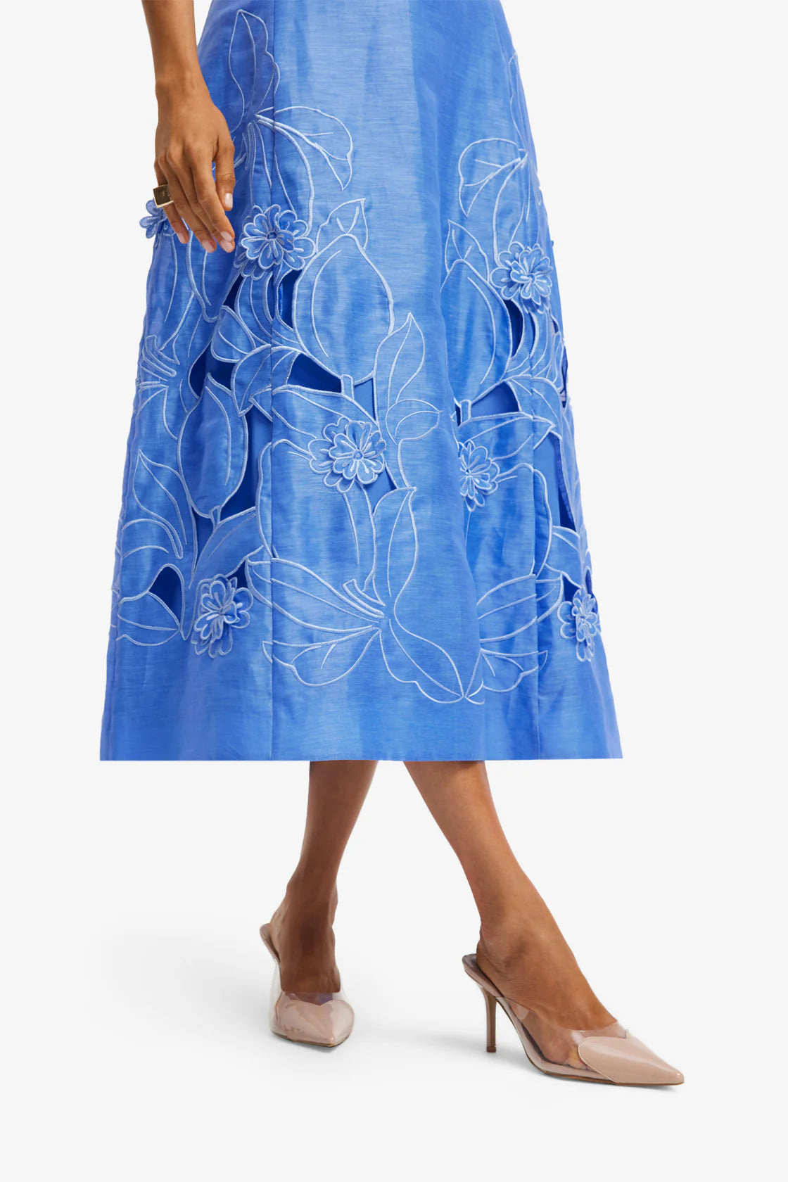 Leo Lin - Cleo Applique Sleeveless Midi Azure