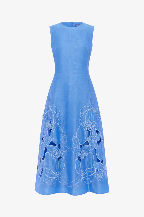 Leo Lin - Cleo Applique Sleeveless Midi Azure