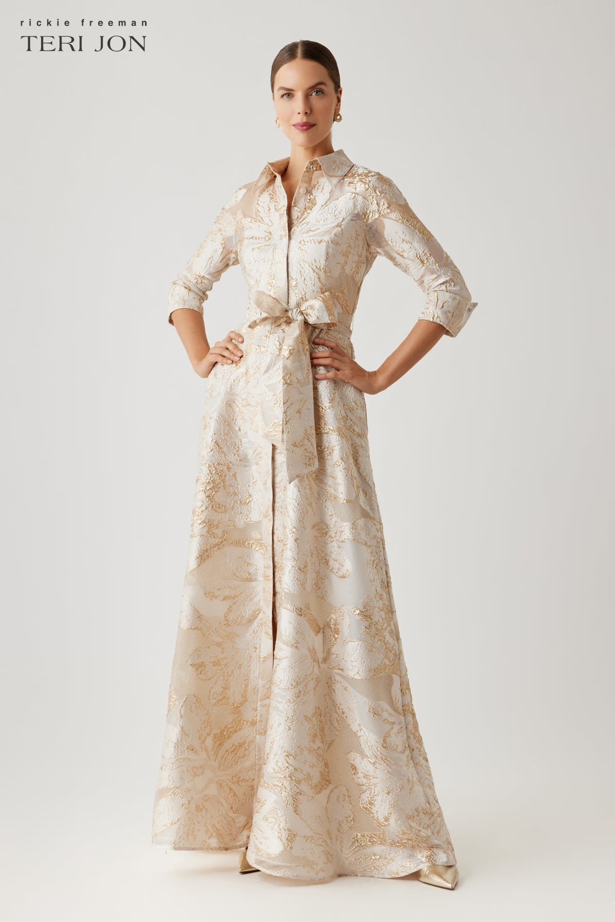 Teri Jon - Metallic Jacquard Dress