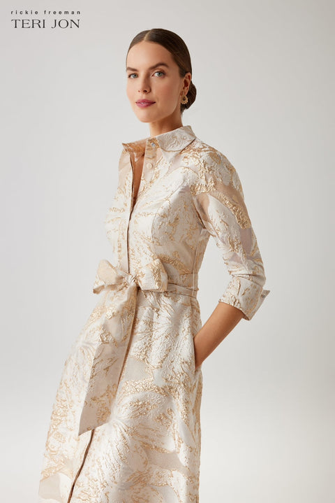 Teri Jon - Metallic Jacquard Dress