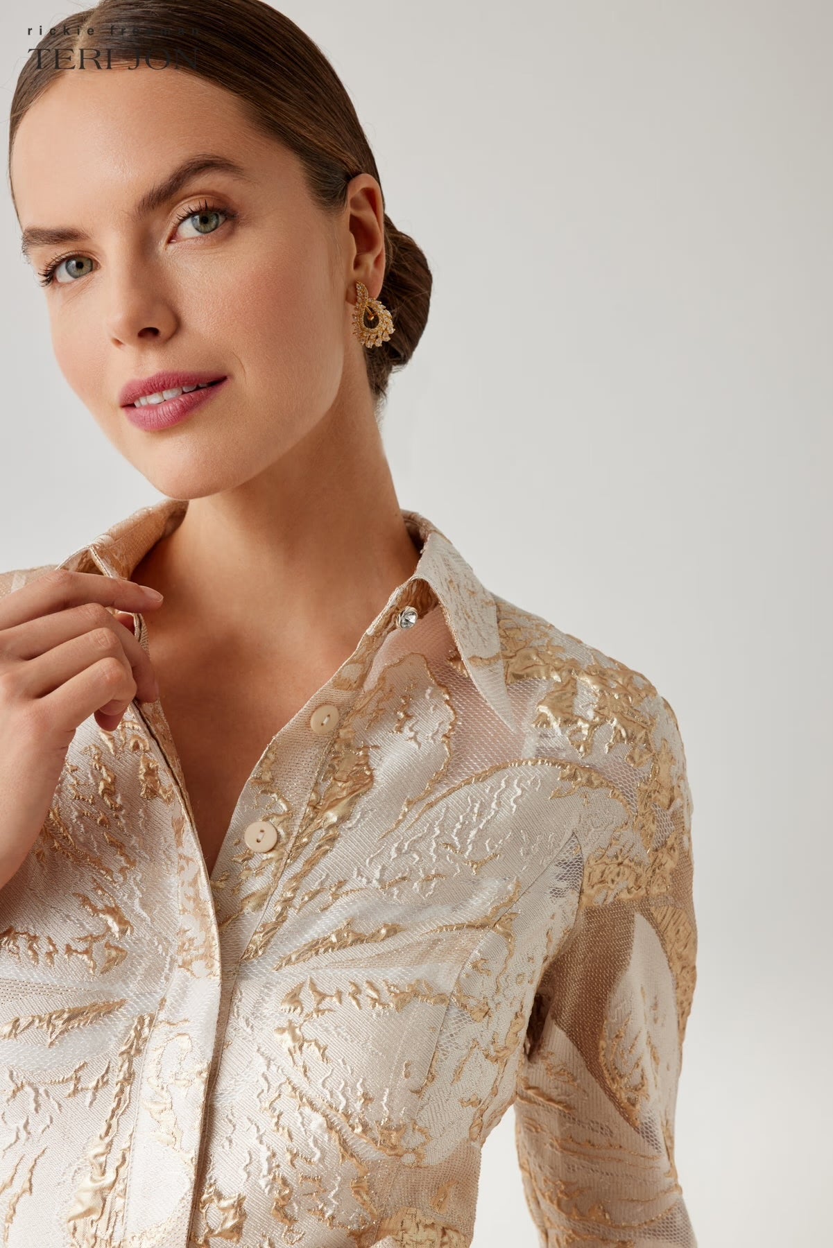 Teri Jon - Metallic Jacquard Dress