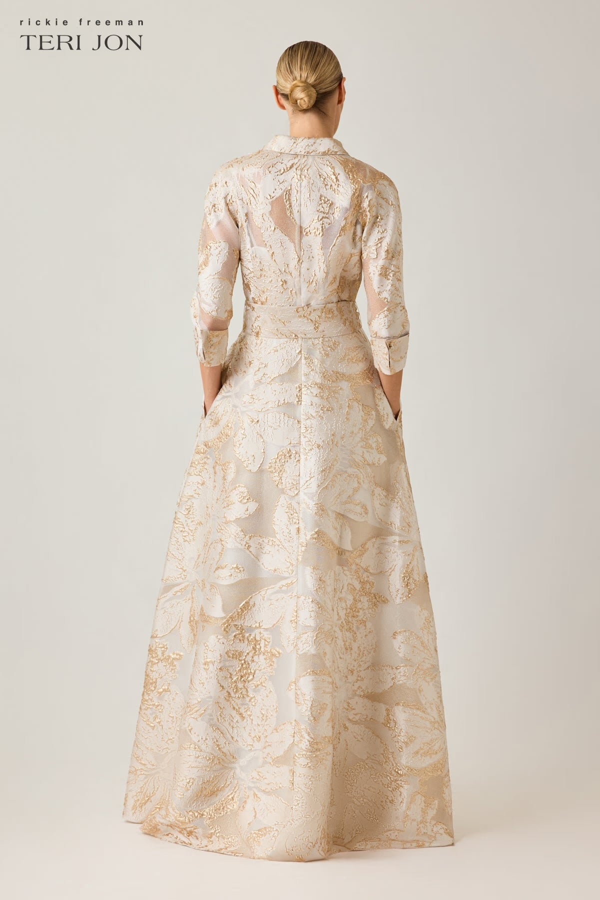 Teri Jon - Metallic Jacquard Dress
