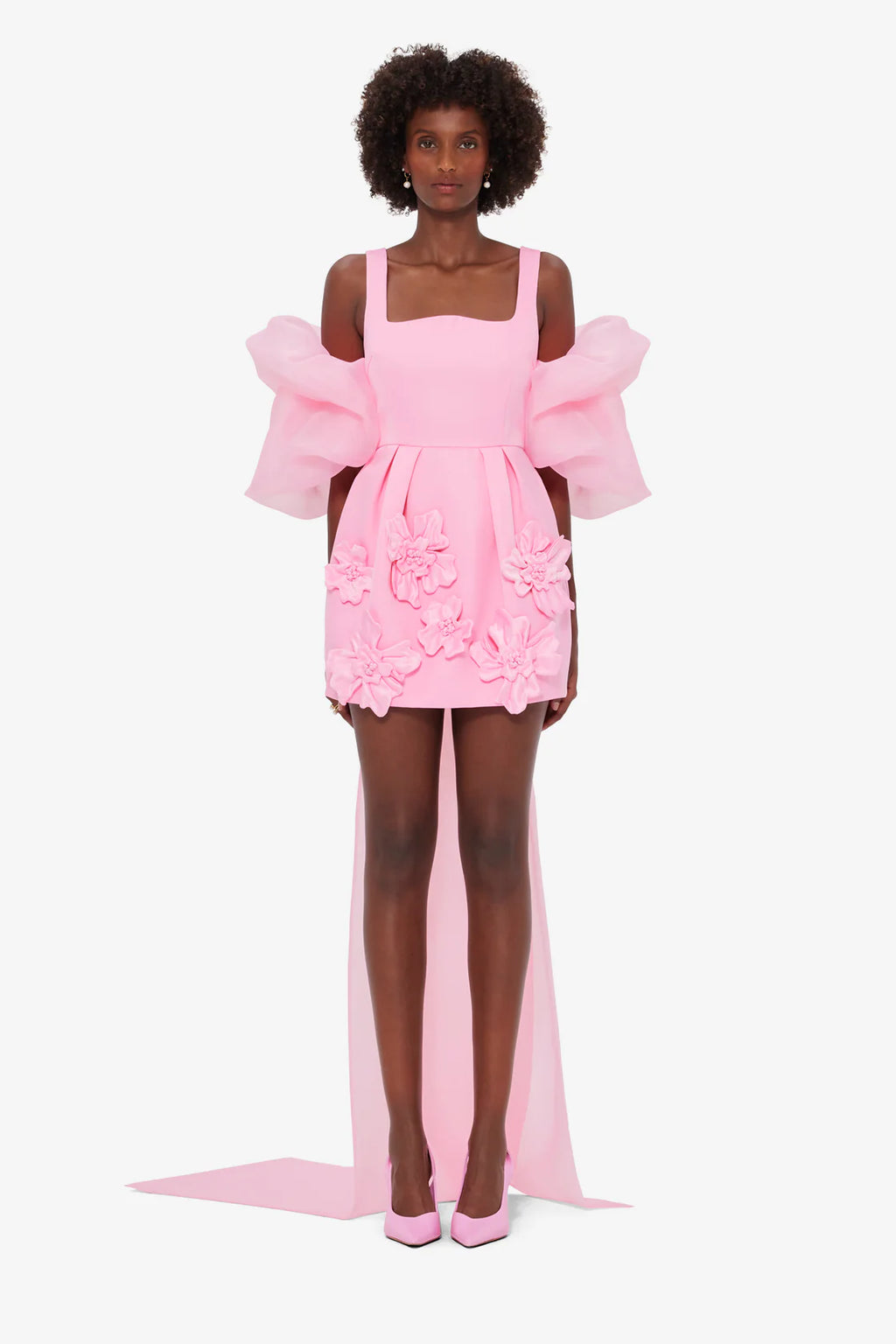 Leo Lin - Piper Appliqué Mini Dress & Cape Set – Baby Pink