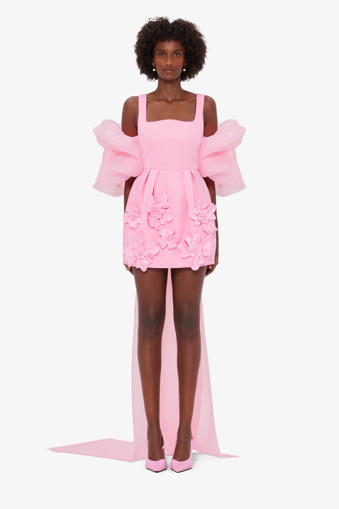 Leo Lin - Piper Appliqué Mini Dress & Cape Set – Baby Pink