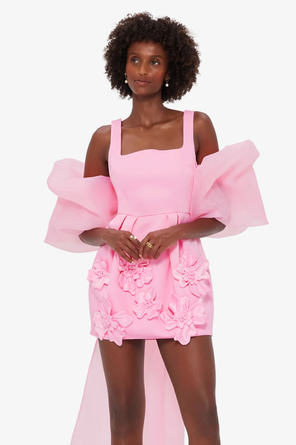 Leo Lin - Piper Appliqué Mini Dress & Cape Set – Baby Pink