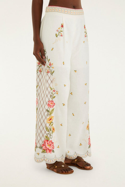 Farm Rio - Flower Embroidery Pants