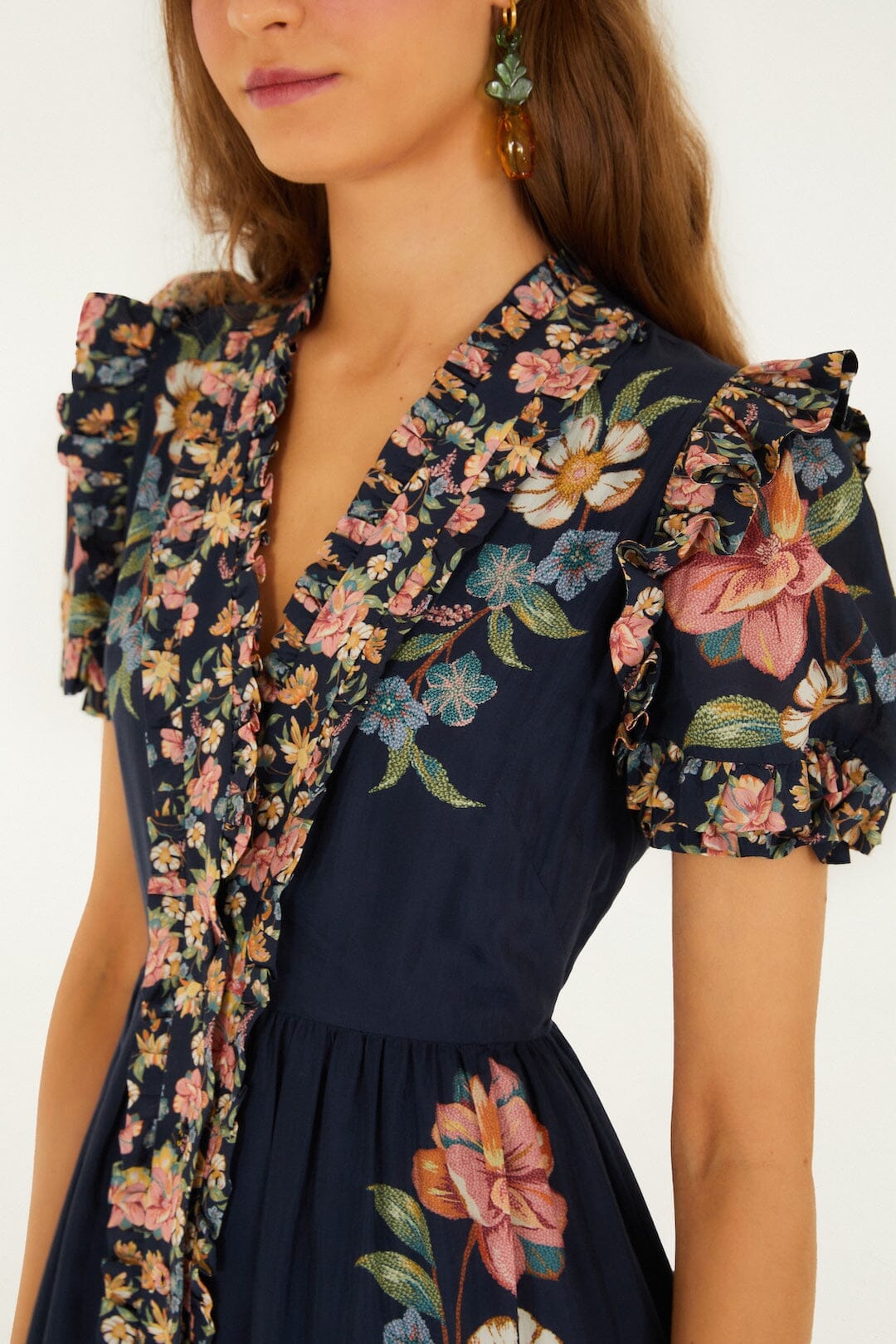 Farm Rio - Maira Floral Short Sleeve Maxi Dress