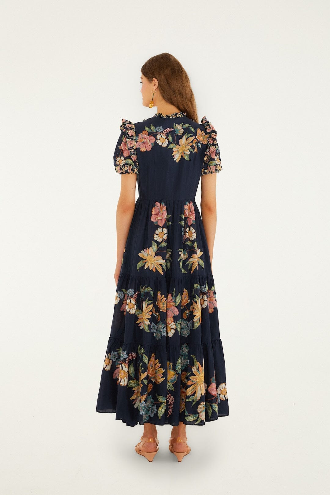 Farm Rio - Maira Floral Short Sleeve Maxi Dress