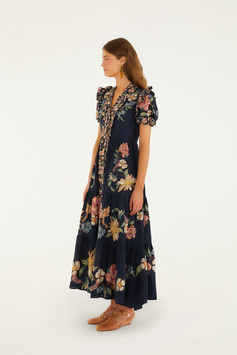 Farm Rio - Maira Floral Short Sleeve Maxi Dress