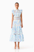 Elliatt -Kalissa Ruffle Maxi Dress in Blue Floral