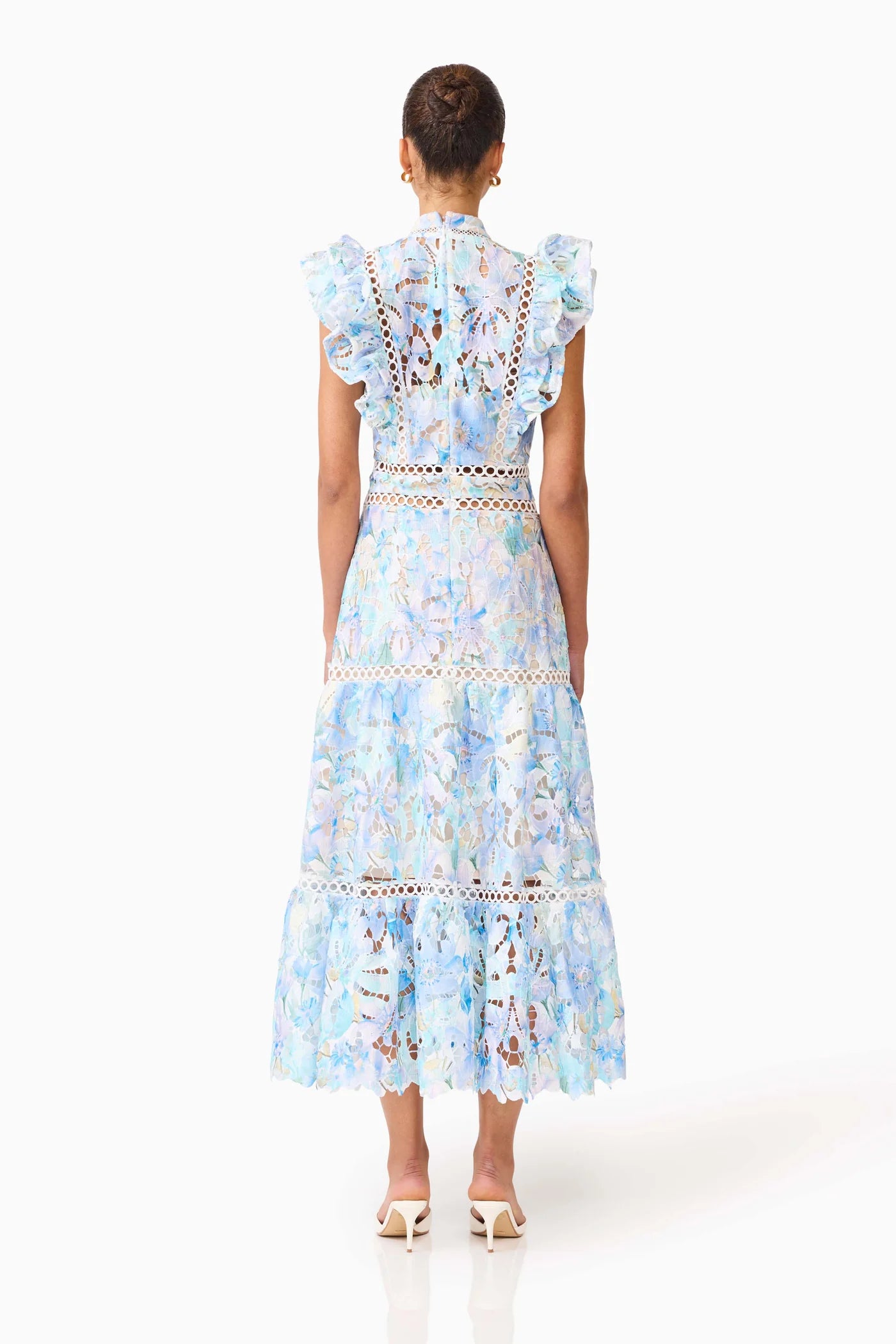 Elliatt -Kalissa Ruffle Maxi Dress in Blue Floral