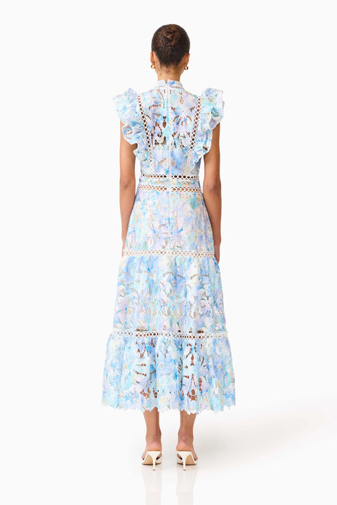 Elliatt -Kalissa Ruffle Maxi Dress in Blue Floral