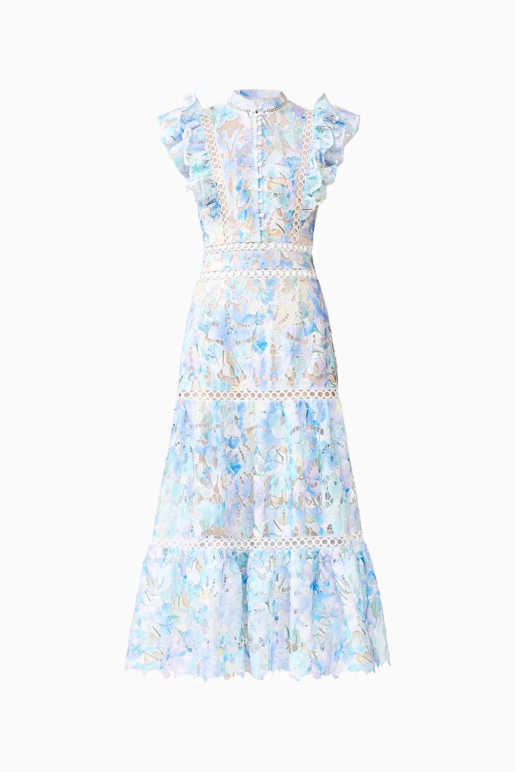 Elliatt -Kalissa Ruffle Maxi Dress in Blue Floral