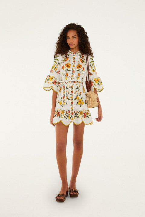 Farm Rio - Lemon Bouquet Mini Dress