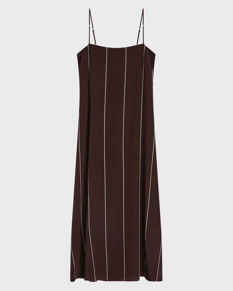 Bondi Born - Orta Silk Slip Dress - Mocha Stripe
