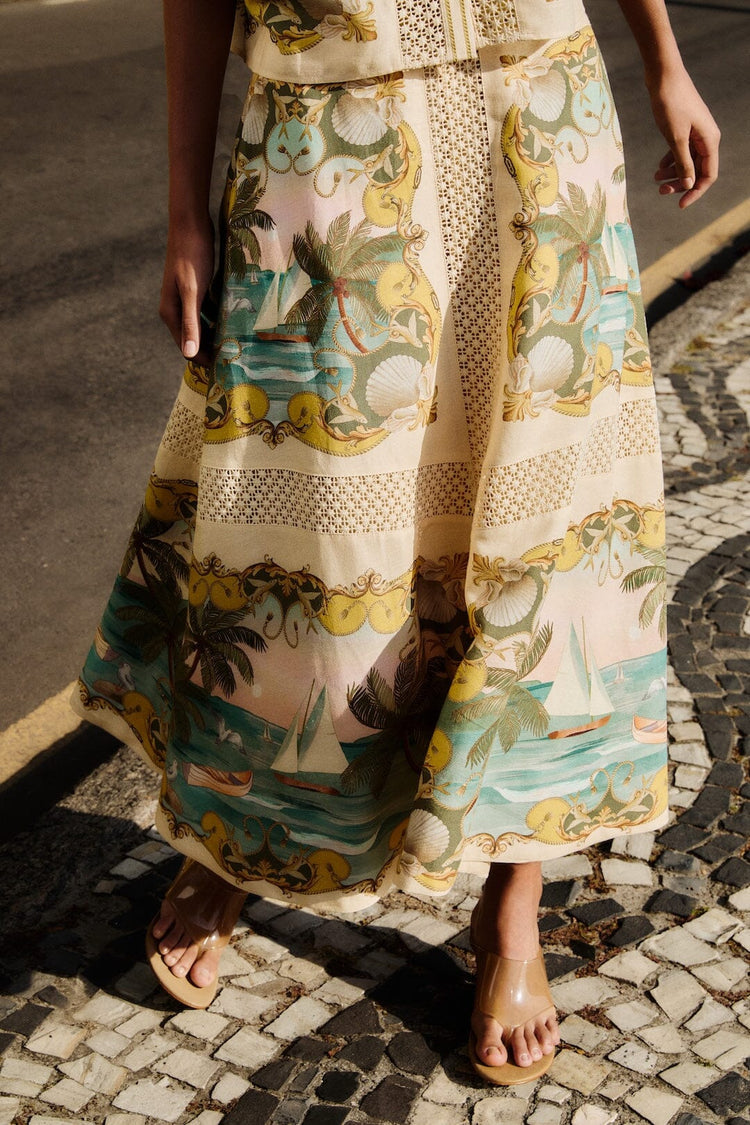 Farm Rio - Royal Sea Midi Skirt