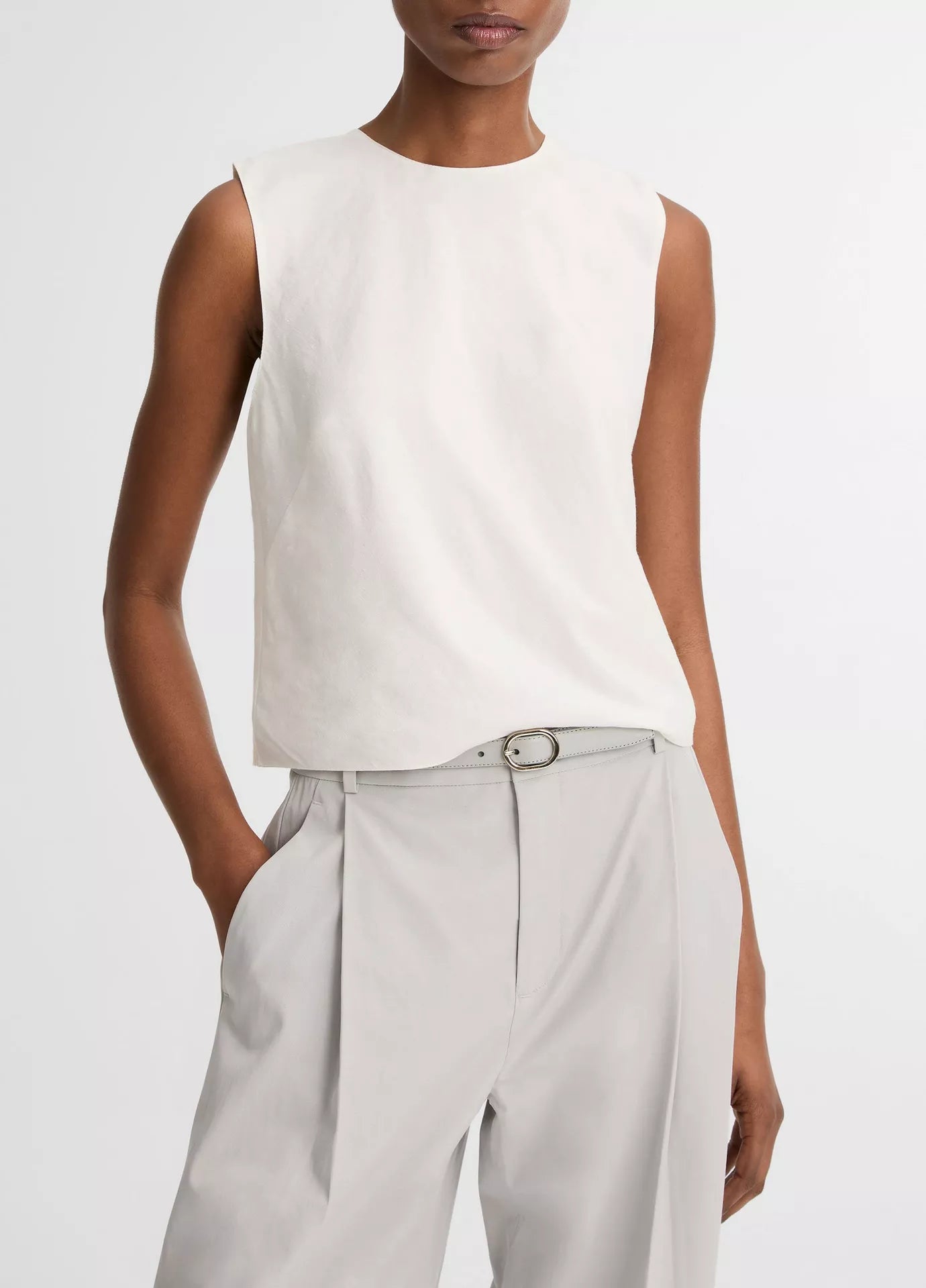 Vince -  Linen Crew Neck Shell Top