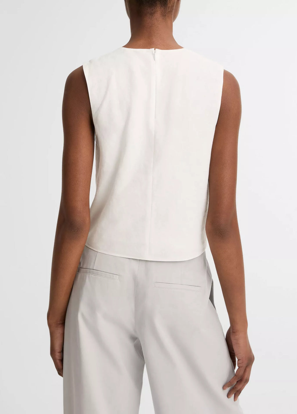 Vince -  Linen Crew Neck Shell Top