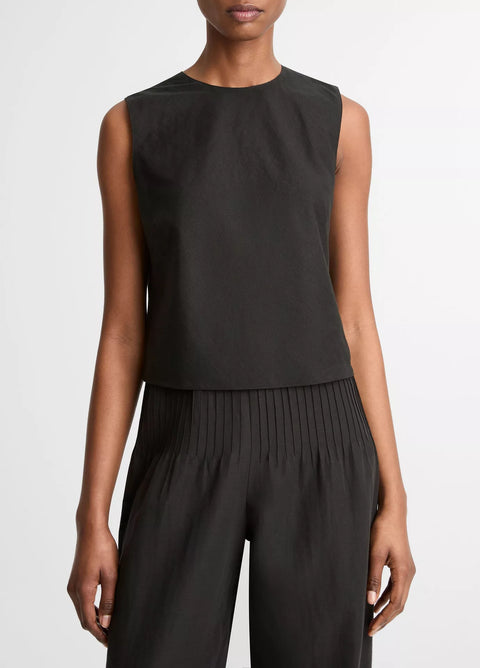 Vince -  Linen Crew Neck Top Black
