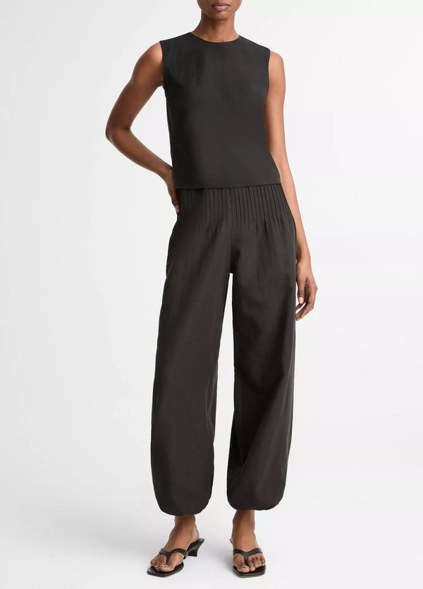 Vince -  Linen Crew Neck Top Black – view 4