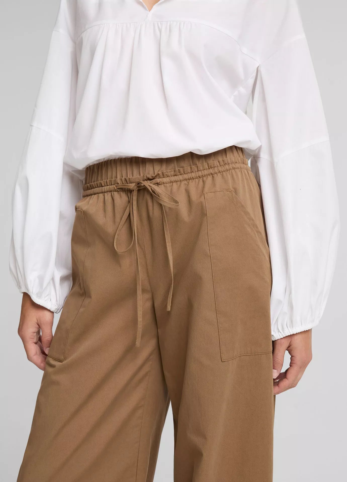 Vince -  Cotton Double-Waist Drawstring Pant