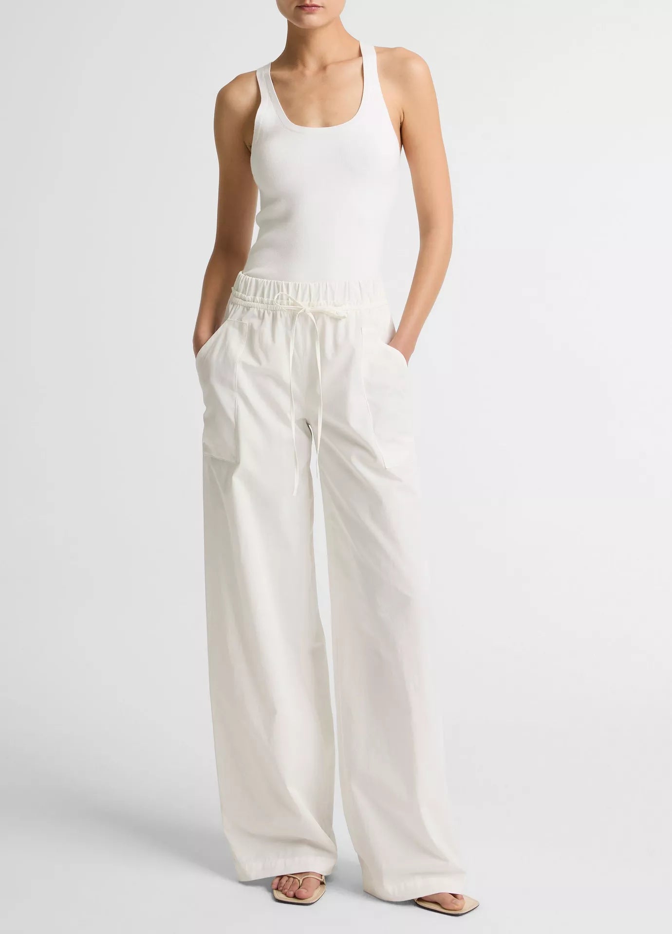Vince -  Cotton Double-Waist Drawstring Pant