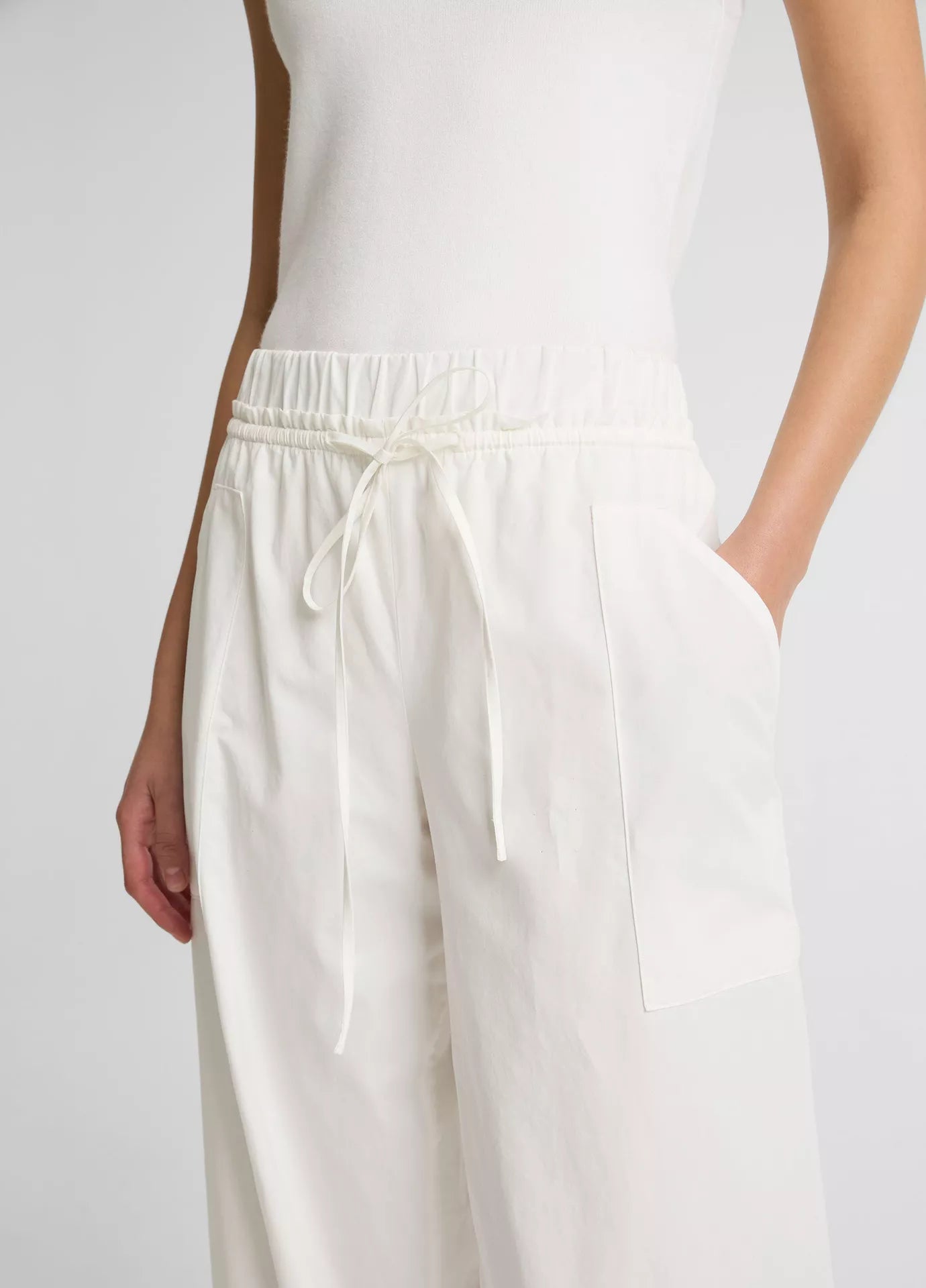 Vince -  Cotton Double-Waist Drawstring Pant